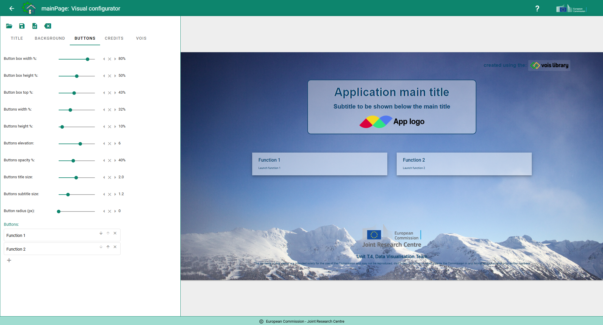 Main page configurator with two buttons